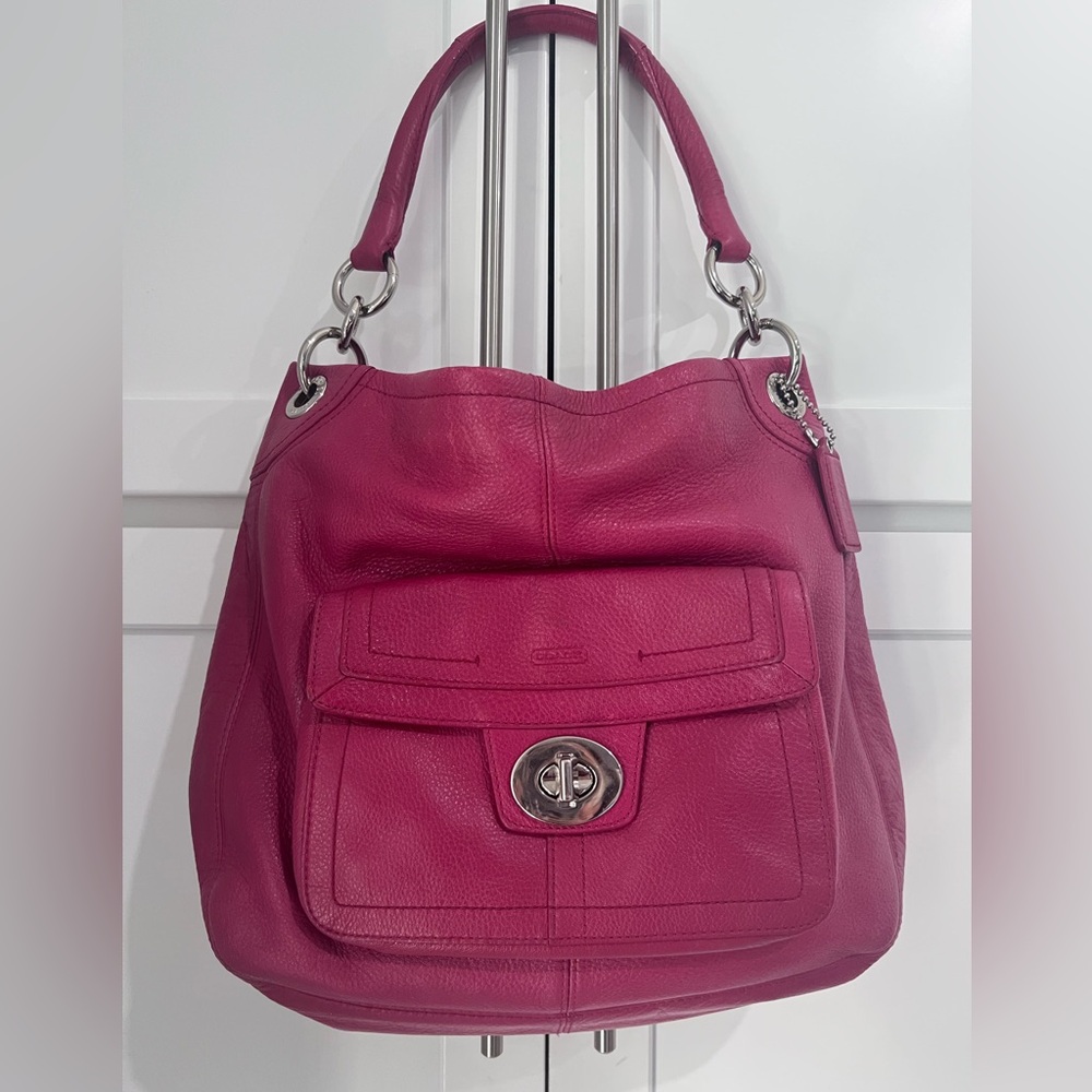 Coach Hampton Leather Shoulder Bag Pink Purse Y2K